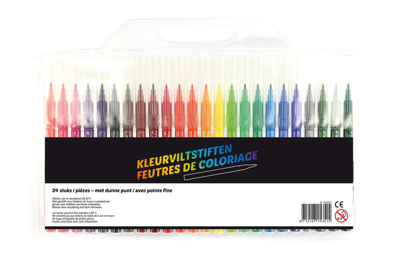 Kangaro K-750024 Filzstifte, Federmäppchen mit dünner Spitze und 24 Farben