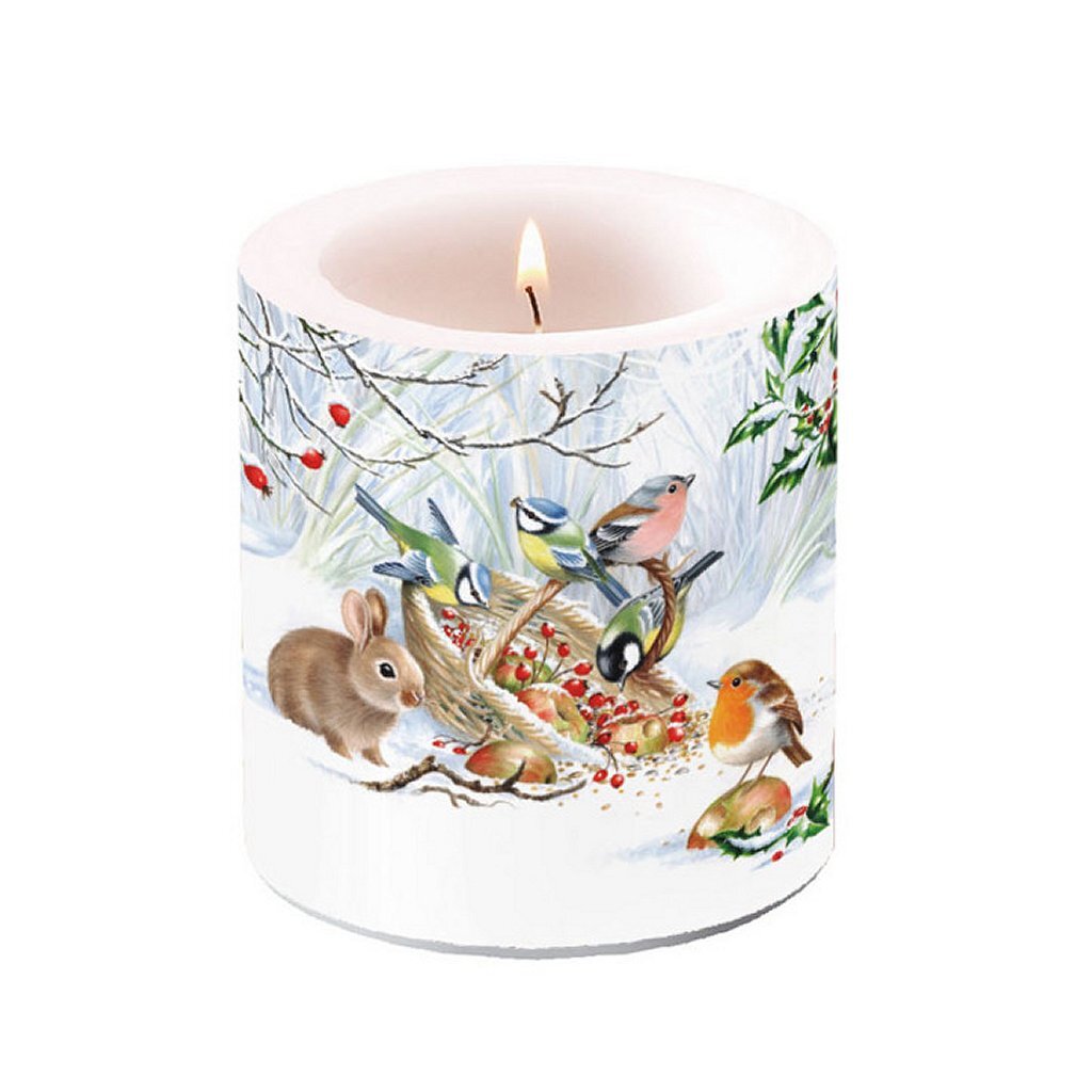 Ambiente Ambiente Winter Treat Stumpenkerze, 35 Brennstunden, 7,5 x 8 cm