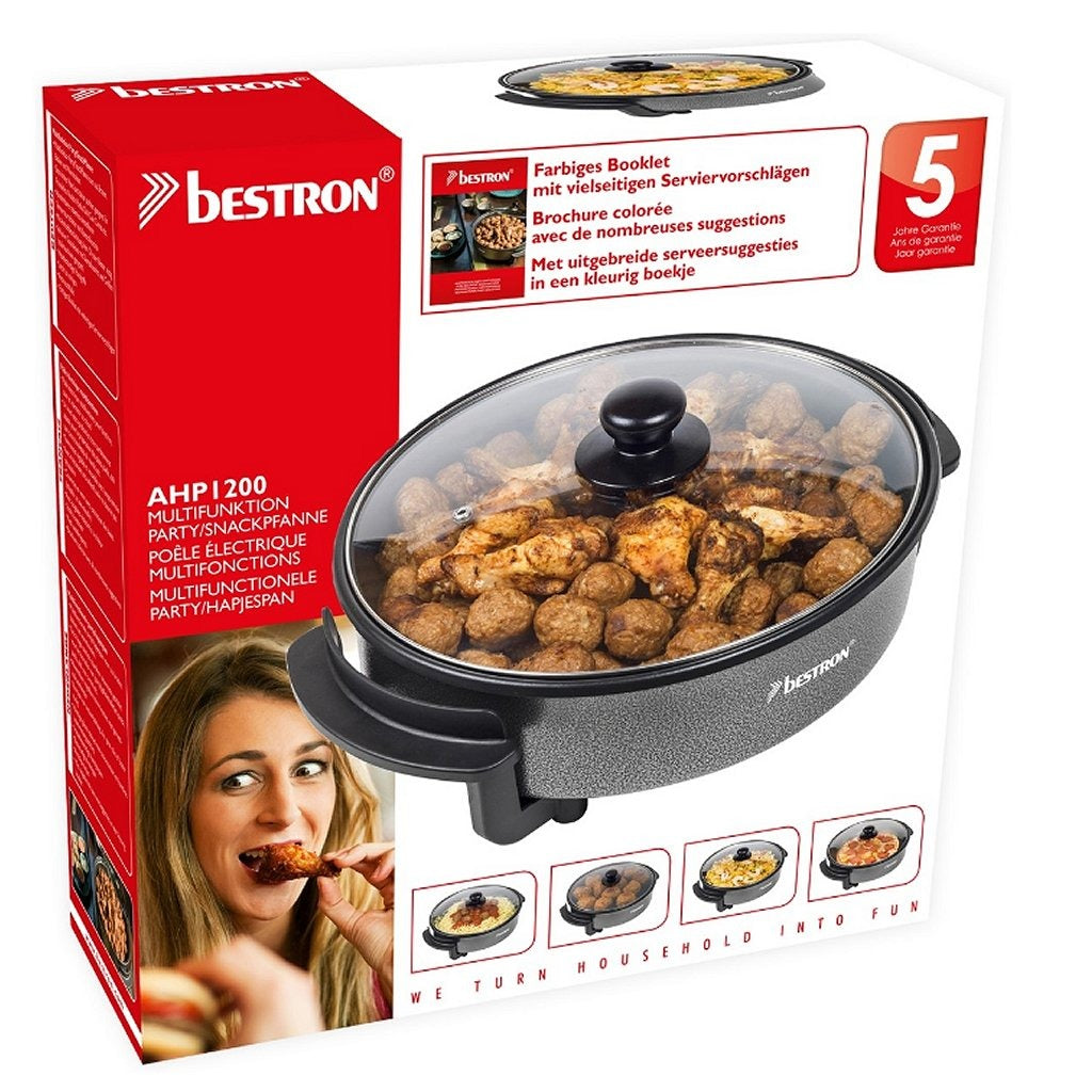 Bestron ahp1200 elektrische multifunktionale Party-Bratpfanne schwarz