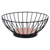 No Brand Obstschale aus Metall, 28 cm, schwarzes Holz