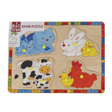 Holz-Studpuzzle Wildtiere mit Jungen, 8-tlg.