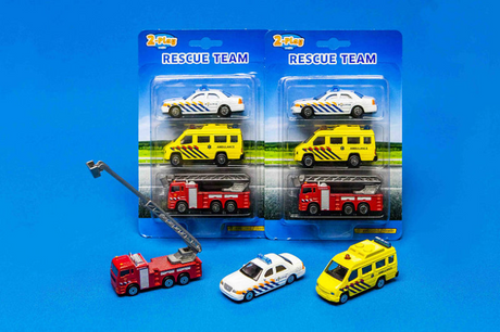 2er-Spiel Rettungsdienstwagen 8 cm weiß gelb rot 3-teilig