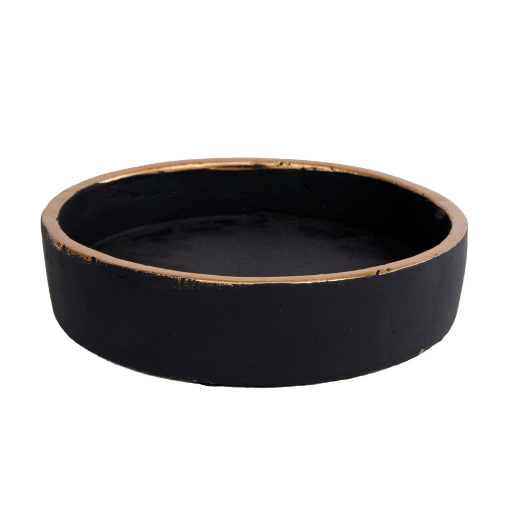 Sonstiges Bodenplatte Max S Schwarzgold Steingut 16x16x3,6cm