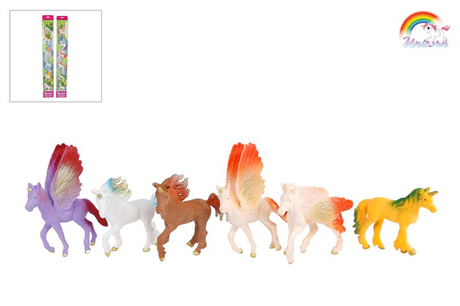 Einhorn-Set mit 6 Einhornfiguren 9 cm