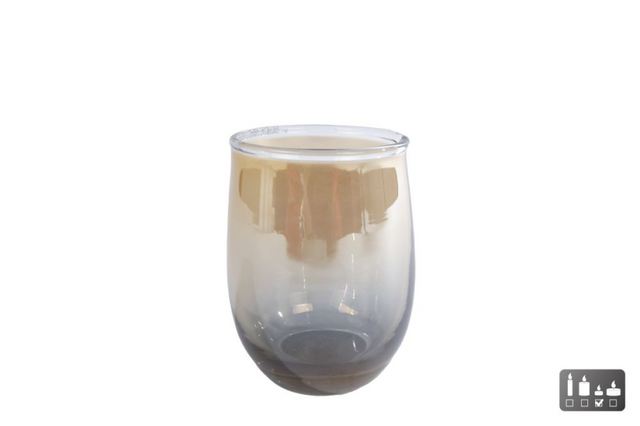 Theelichthouder kim s amber messing glas 7x7x9cm
