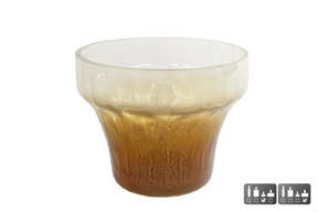 Theelichth eline l bruin crme glas 13x13x10cm