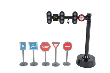 Kinder-Ampelkugel mit 3 Lichtern und 5 Verkehrsschildern