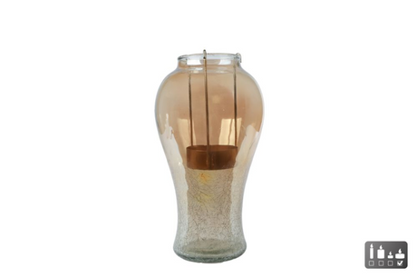 Vaas kandelaar markus s m houder goud glas 16x16x28cm