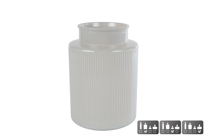 Vaas windlicht niamh l off-white glas 15x15x21cm