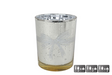 Theelichthouder strik m goud glas 10x10x12,5cm