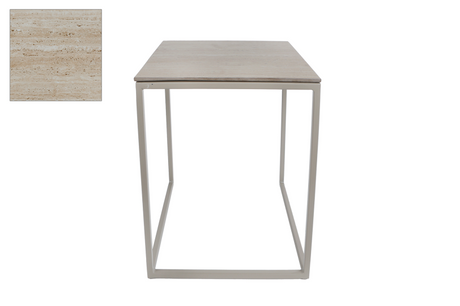 Bijzettafel brent naturel natuursteen metaal 34x34x42cm