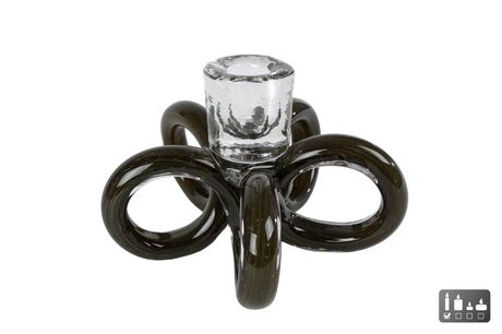Kandelaar flore d.groen helder glas 14,5x14,5x10,5cm