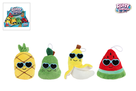 Flauschiges Menü Obstplüsch mit Sonnenbrille 4fach 6cm