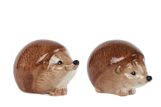 Sculptuur egel bruin aardewerk 10,5x7x6cm 2ass.