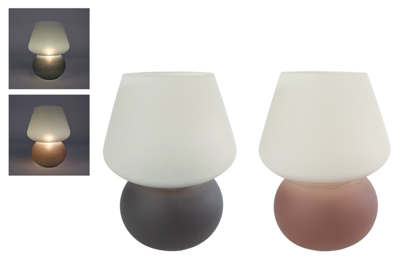 Sfeerverlichting led cara beige bruin glas 14x14x20cm 2ass.