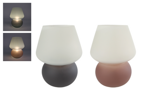 Sfeerverlichting led cara beige bruin glas 14x14x20cm 2ass.