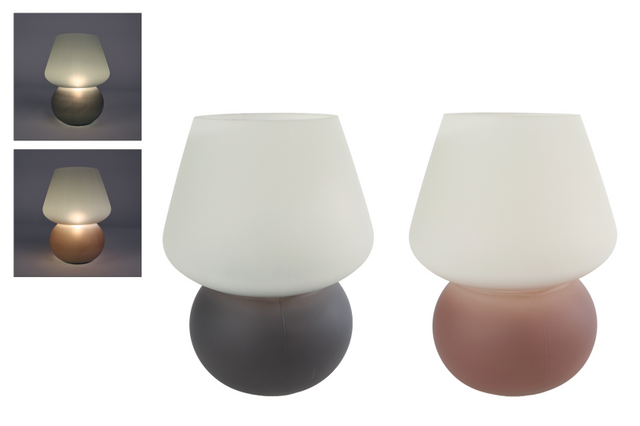 Sfeerverlichting led cara beige bruin glas 14x14x20cm 2ass.