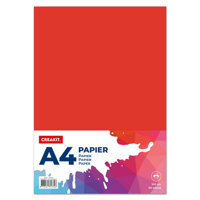Papier a4 80gr 100 vel - rood