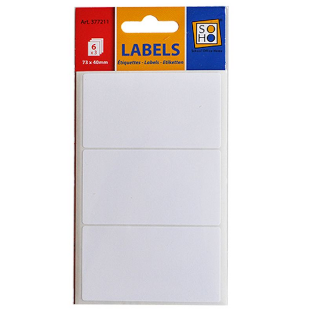 Etiketten wit 73x40 mm 6 vel a 3 stuks (10 pak)
