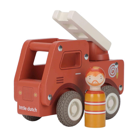 Kleines niederländisches Feuerwehrauto inklusive Pegdoll - Holz