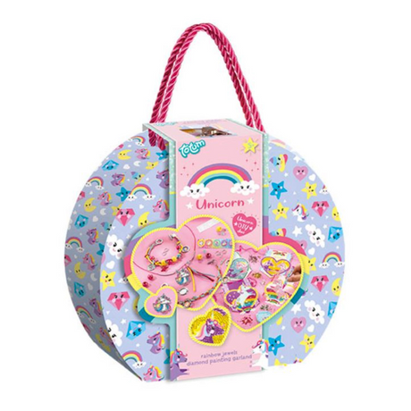 Totum Einhorn-Bastelkoffer 2-in-1-Bastelset, Armbänder basteln und Diamantmalerei – kreatives Spielzeug für Mädchen ab 5 Jahren, Geschenktipp, Schmuckpaket basteln