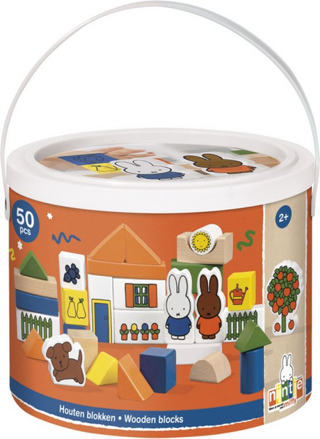 Bambolino Miffy Blockfass, Holzklötze im Aufbewahrungsfass – Lernspielzeug – Kleinkind, Vorschulkind – ab 2 Jahren – Spielzeug