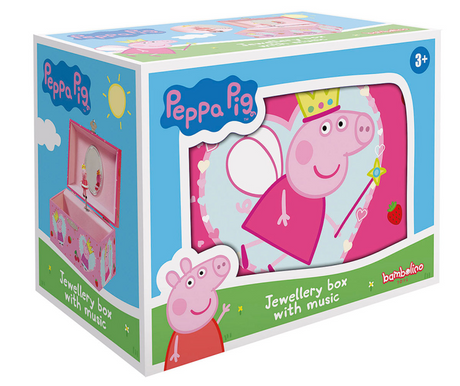 Bambolino Peppa Pig Schmuckkästchen, Schmuckschatulle, Spieluhr – mit rotierender Peppa Ballerina und Spiegel – Junior-Kleinkind- und Vorschulspielzeug ab 3 Jahren – Geschenktipp