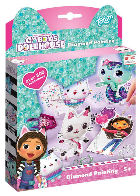Totum Gabbys Puppenhaus-Bastelset, Diamantmalerei-Figuren mit über 800 Strasssteinen – Gabbys Puppenhaus-Spielzeug zum Basteln für Mädchen