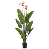 Smaragdkunstpflanze mit Topf und Blumen Strelitzia 120 cm