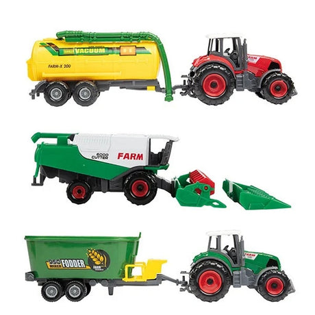 Toi-toys Metall-Landwirtschaftsset 6-teilig Traktor + Anhänger 4-fach sortiert