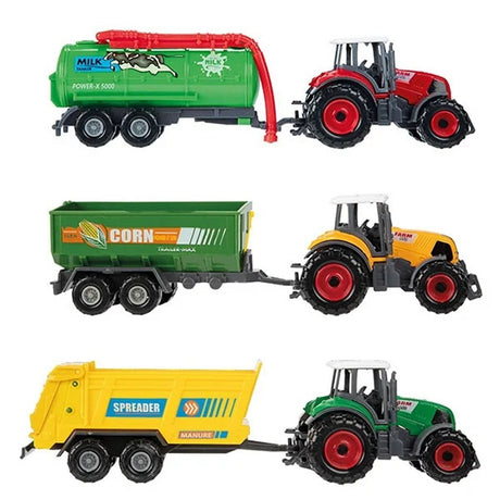 Toi-toys Metall-Landwirtschaftsset 6-teilig Traktor + Anhänger 4-fach sortiert