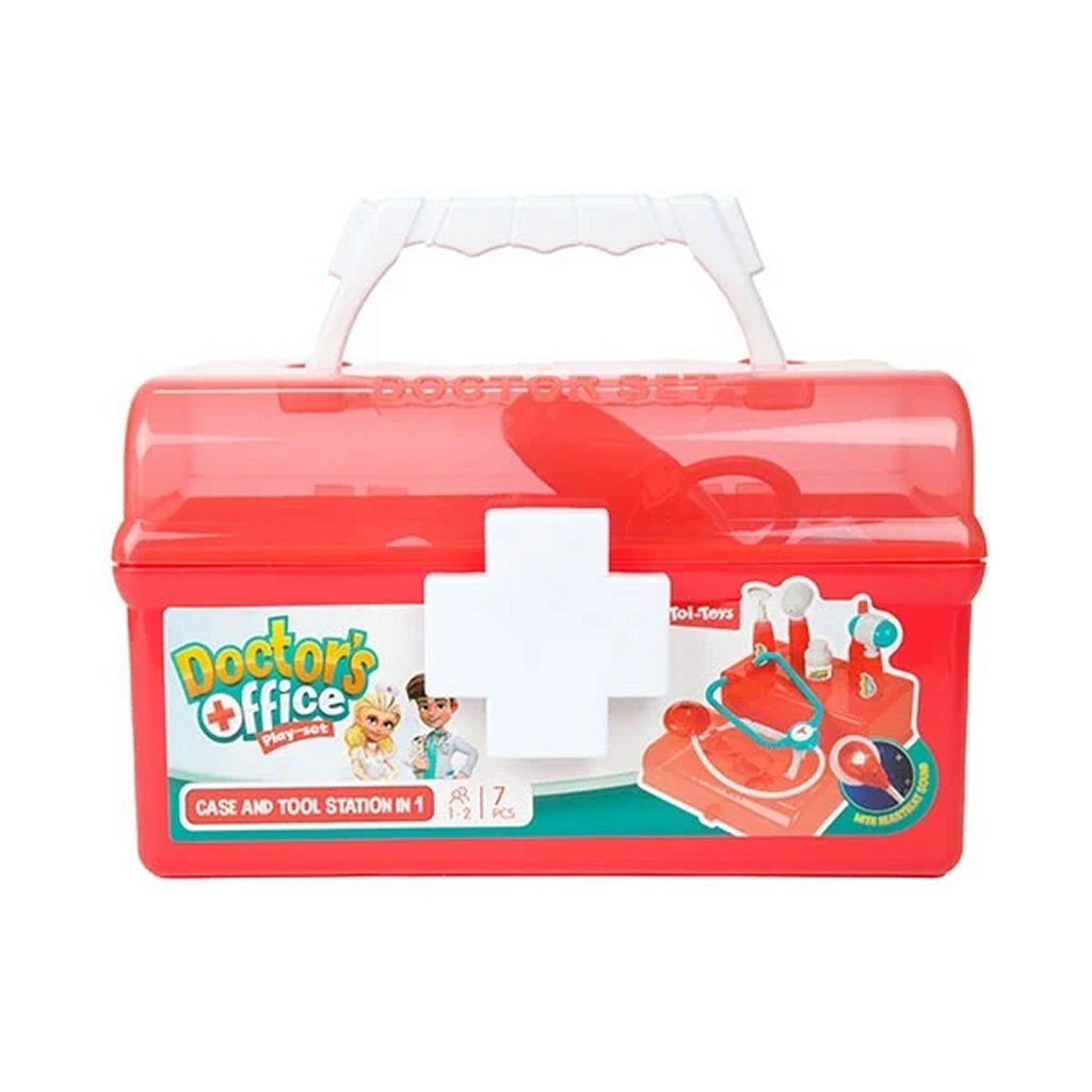 Toi-toys Arztkoffer rot mit Zubehör, 7-teilig.