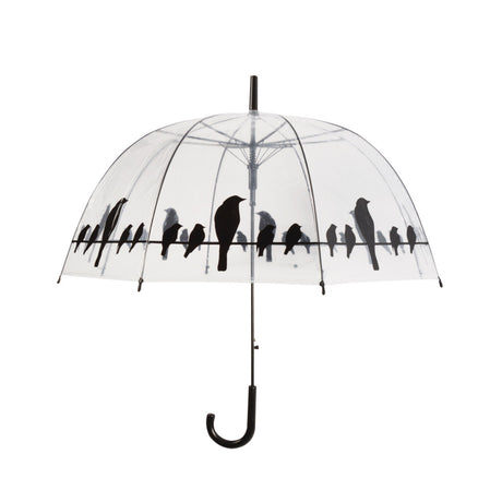 Esschert Design Regenschirm Vögel auf Draht 83 cm transparent schwarz