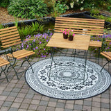 Esschert Design Outdoor Teppich 180 cm Schwarz und Weiß OC18