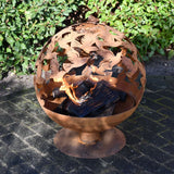 Esschert Design Kamin Lasergeschnitten Vögel rostfarben