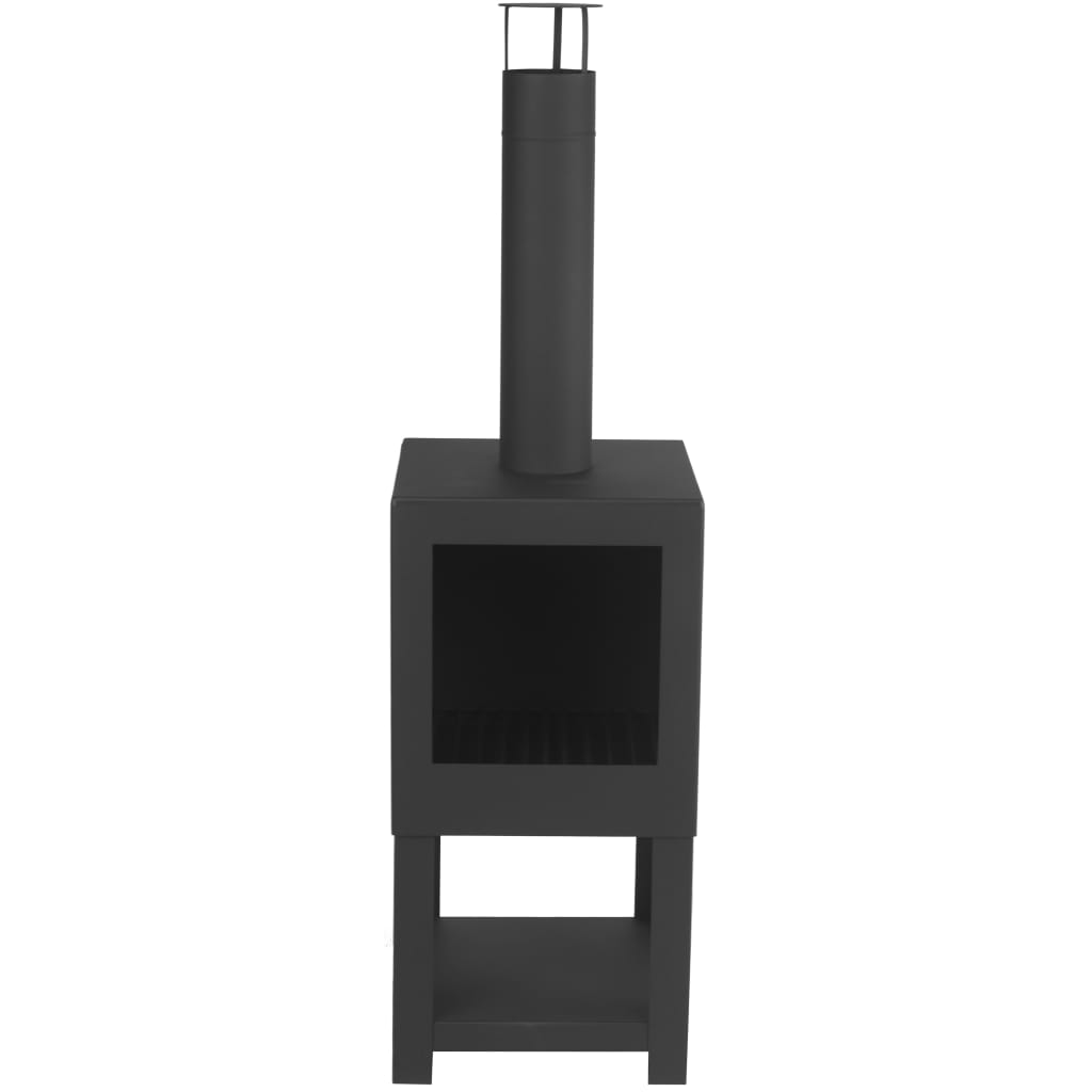 Esschert Design Gartenkamin mit Holzlager schwarz FF410