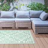 Esschert Design Outdoor Teppich 182x122 cm grün und weiß