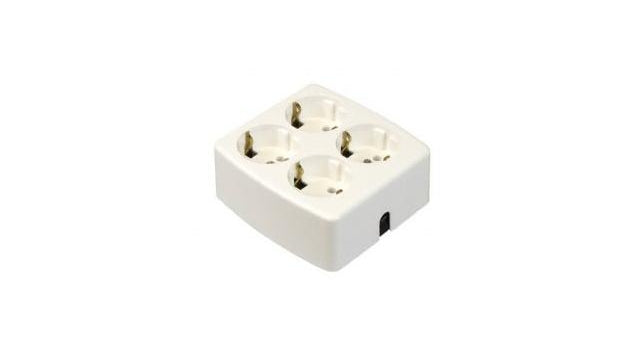 Vb 61295 Tischsteckdose 4-fach + RA ohne Kabel schraubbar weiß
