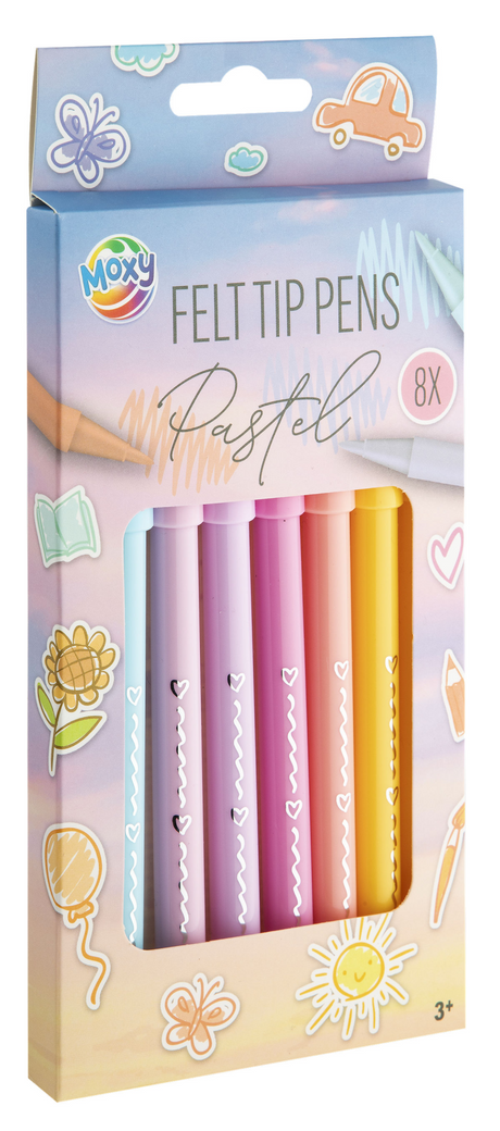 Moxy Filzstifte Pastell, 8 Stk.