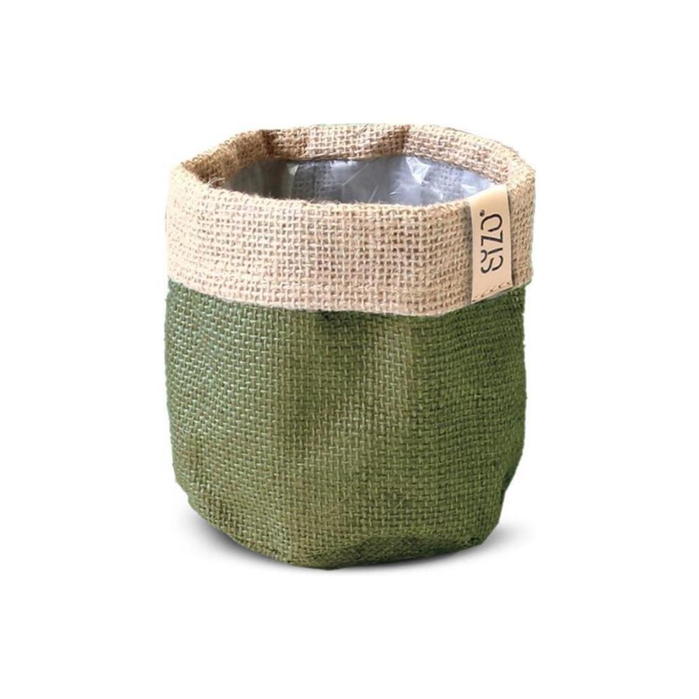 Sizo Sizo wasserdichter Jute-Pflanzsack, 11 cm, olivgrün