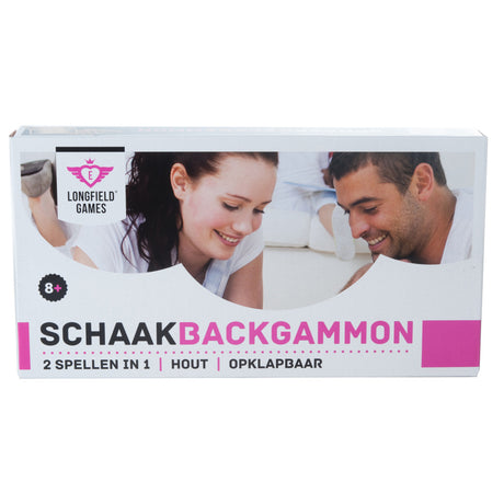 Longfield Schach Backgammon Kassette Holz 30x16x4 cm | 2 Stk