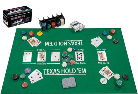 Engelhart Pokerset mit Karten, Tuch und 200 Chips (4 Gramm) in Box