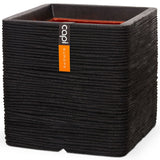 Capi Pflanzer Natur Rib Square 40x40 cm Schwarz KBLR903