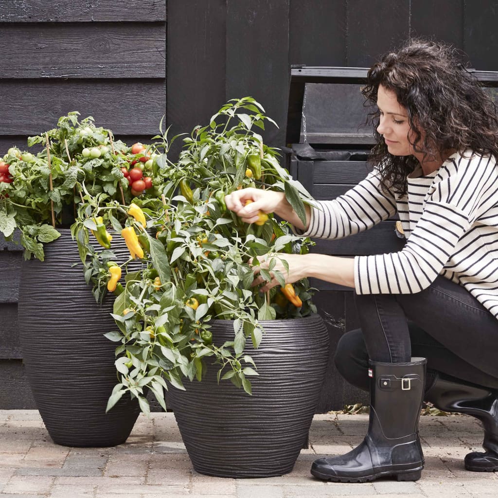 Capi Flowerpot Nature Rippe Zapftaps 42x38 cm Schwarz KBLR362