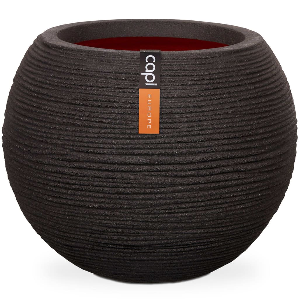 Capi Flowerpot Natur Rib Sphärische 62 x 48 cm schwarz KBLR271