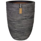 Capi Flowerpot Natur Rib Elegant niedrig 36x47 cm Anthrazit Kofz782
