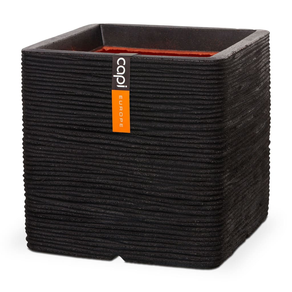 Capi Pflanzer Natur Rib Square 50x50 cm schwarz