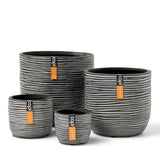 Capi 4-teiliger Blumentopf-Set Naturrippen Anthrazitfarben