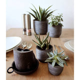 Capi 4-teiliger Blumentopf-Set Naturrippen Anthrazitfarben