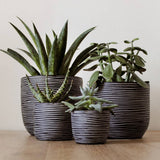 Capi 4-teiliger Blumentopf-Set Naturrippen Anthrazitfarben